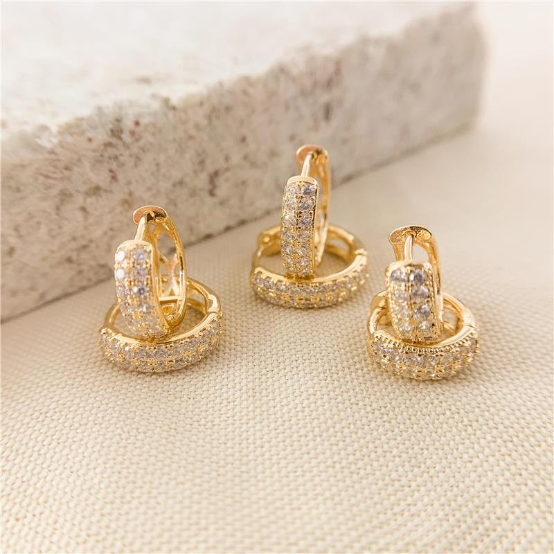 KIT DE ARGOLA REDONDA CRAVEJADA - CRISTAL