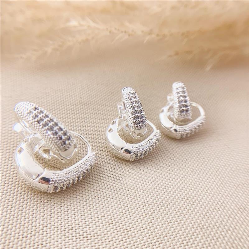 KIT DE ARGOLA GOTA CRAVEJADO - CRISTAL