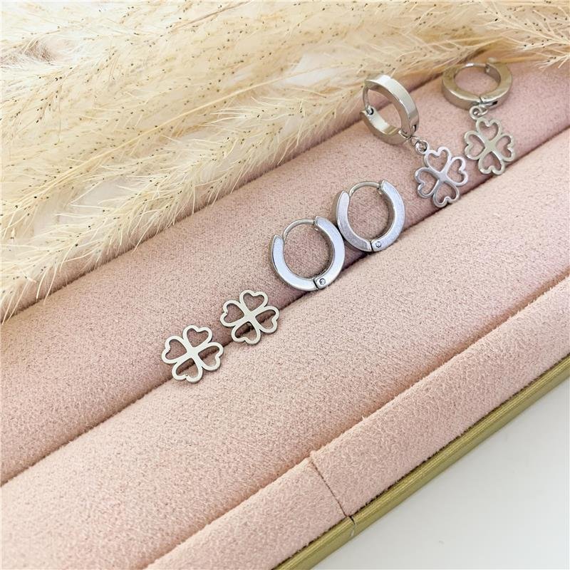 KIT DE ARGOLAS E BRINCOS TREVO