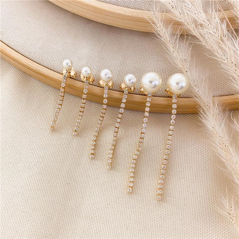 KIT DE BRINCOS EAR JACKET PÉROLA RIVIERA - CRISTAL