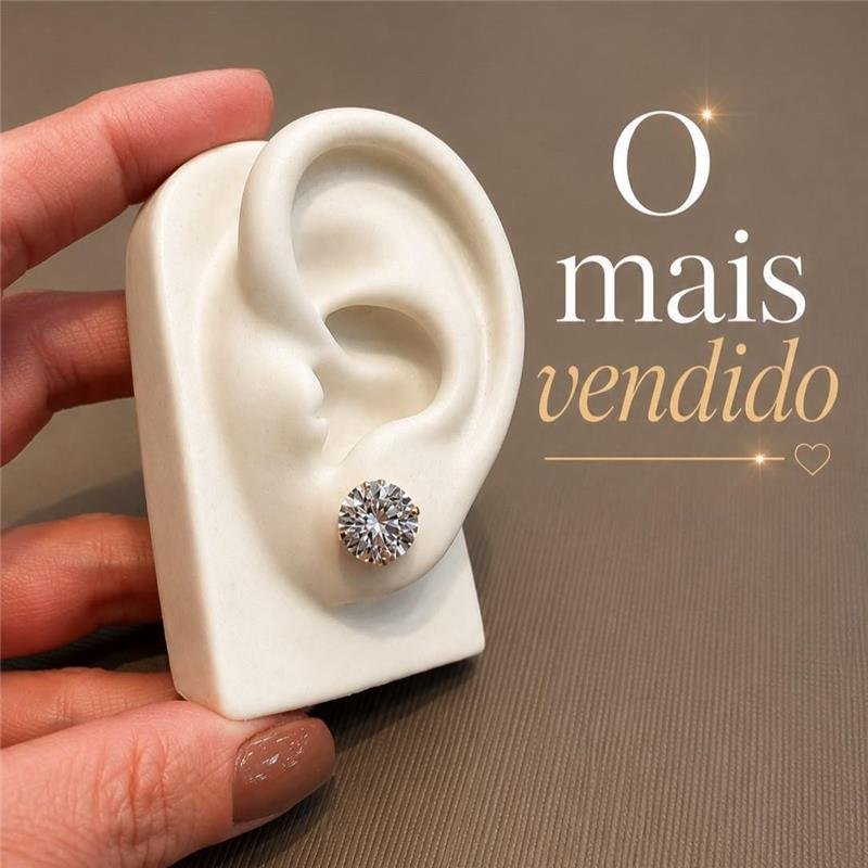 BRINCO SOLITÁRIO EM ZIRCÔNIA/10MM
