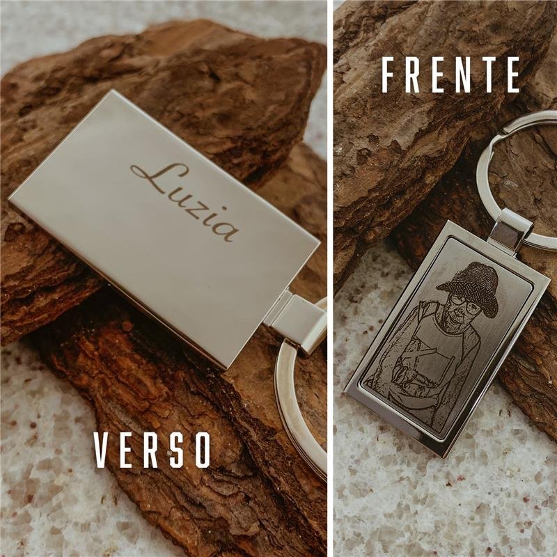CHAVEIRO PERSONALIZADO FRENTE E VERSO FOTO/FRASE AÇO INOX
