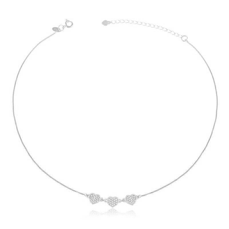 CHOKER DELICADO CORAÇÃO CRAVEJADO - CRISTAL