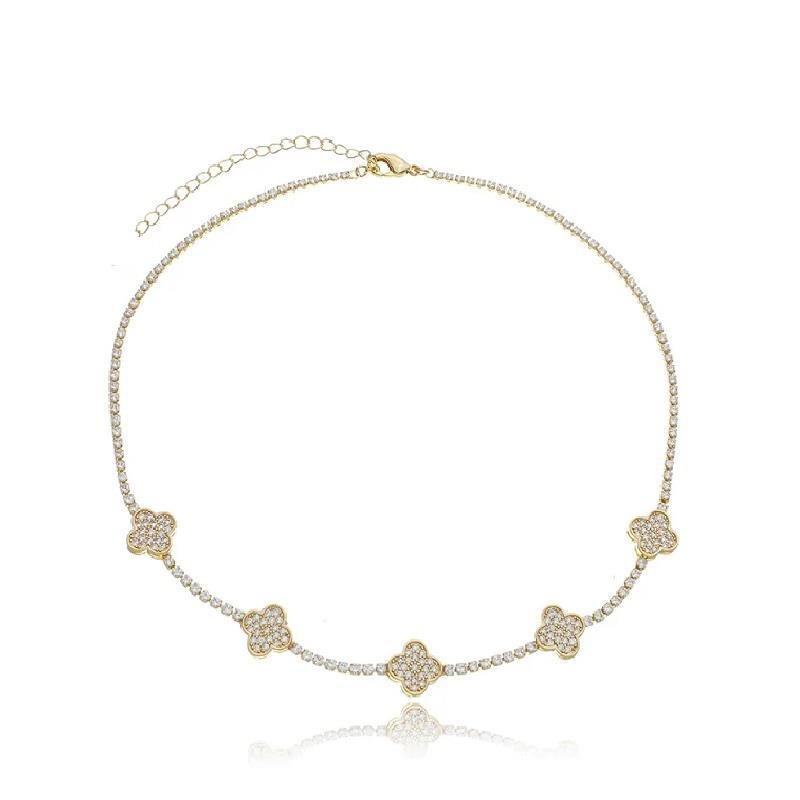 CHOKER RIVIERA TREVO CRAVEJADO - CRISTAL