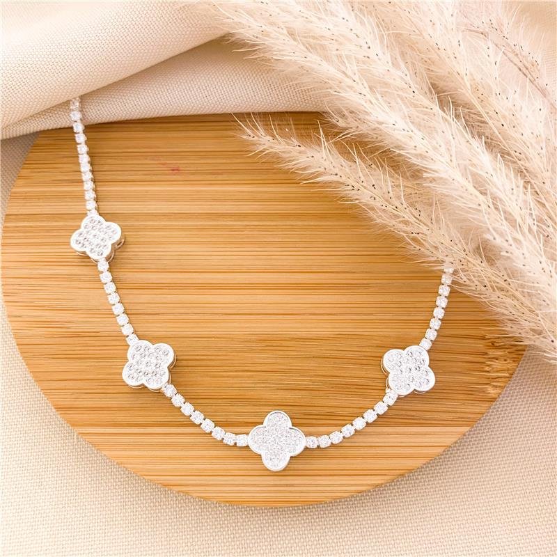 CHOKER RIVIERA TREVO CRAVEJADO - CRISTAL