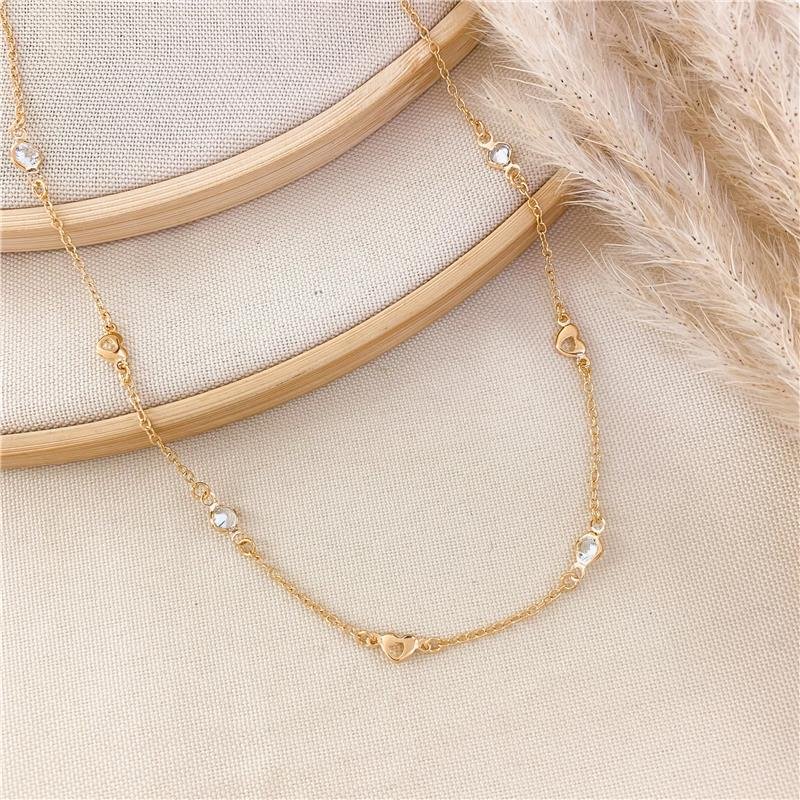 CHOKER ELOS CORAÇÃO E PEDRINHAS - CRISTAL