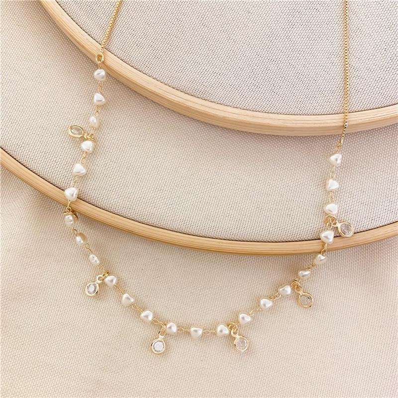 CHOKER VENEZIANA CORAÇÃO PÉROLA - CRISTAL