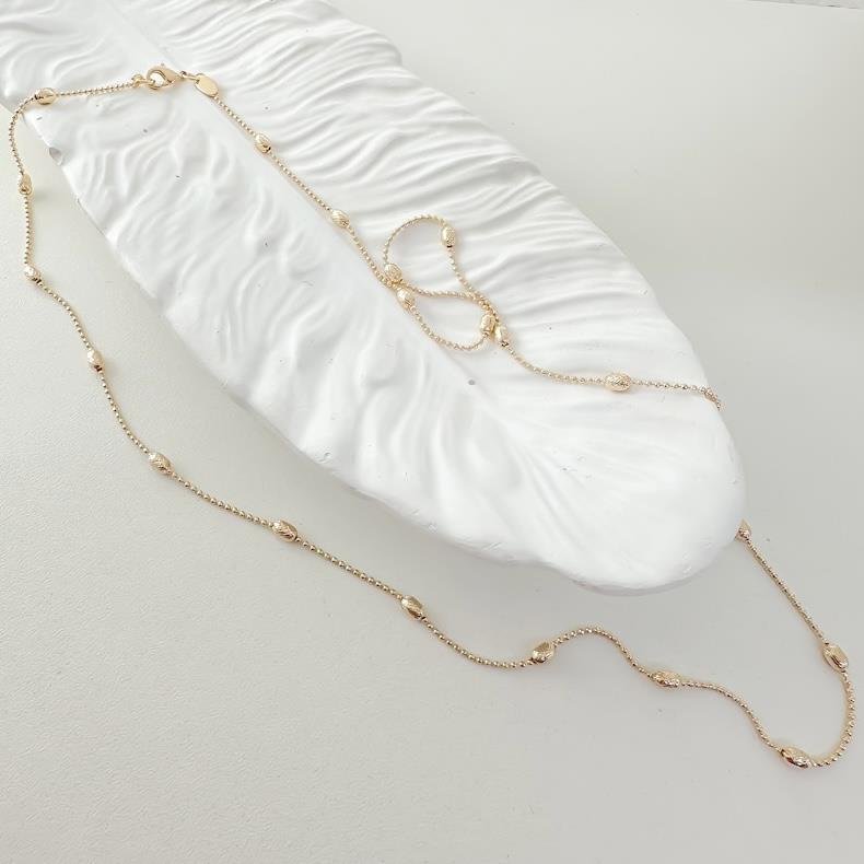 COLAR LONGO BOLINHA OVAL TRABALHADA/60CM