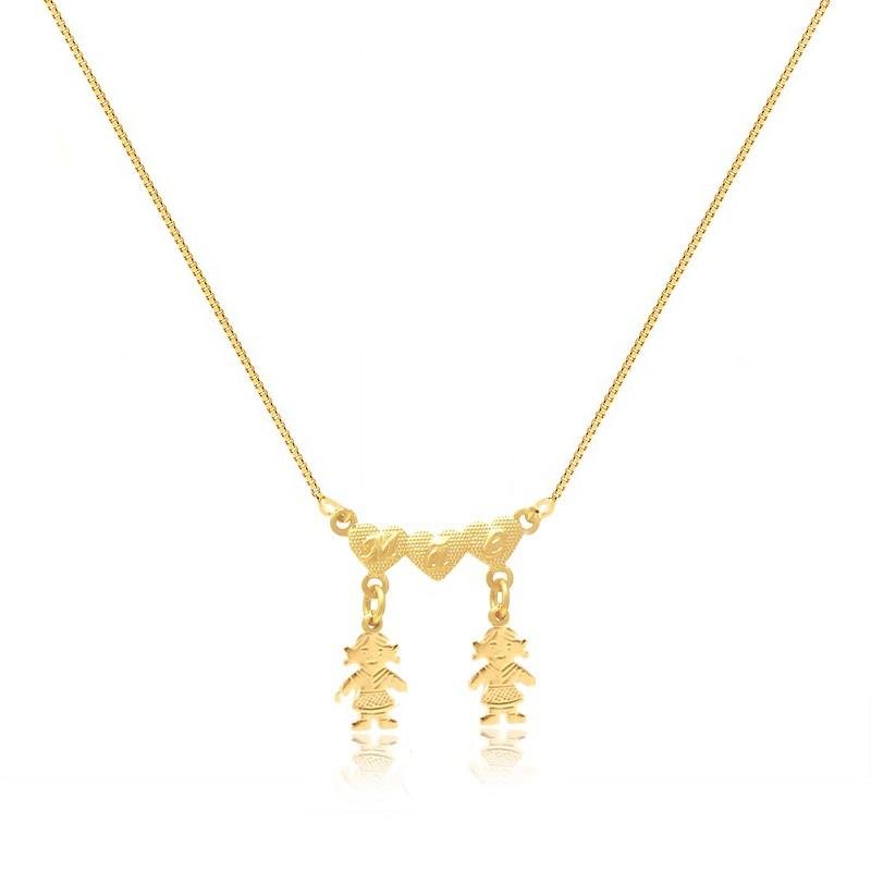 GARGANTILHA CORAÇÃO DUAS MENINAS