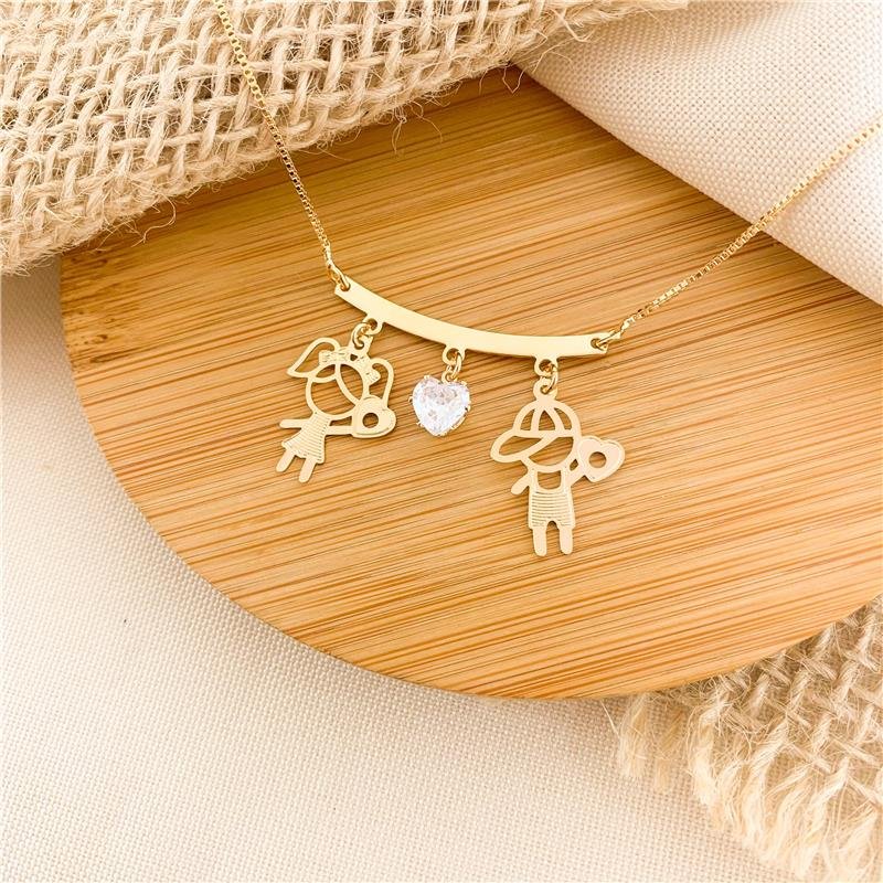 GARGANTILHA CANGA CORAÇÃO UMA MENINA E UM MENINO