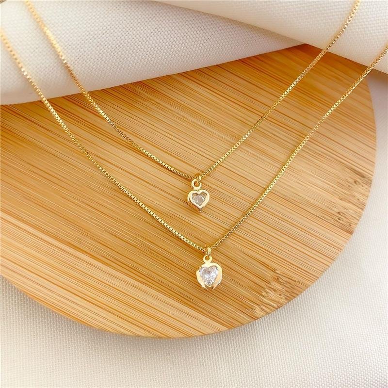 GARGANTILHA DUPLA PINGENTES DE CORAÇÃO