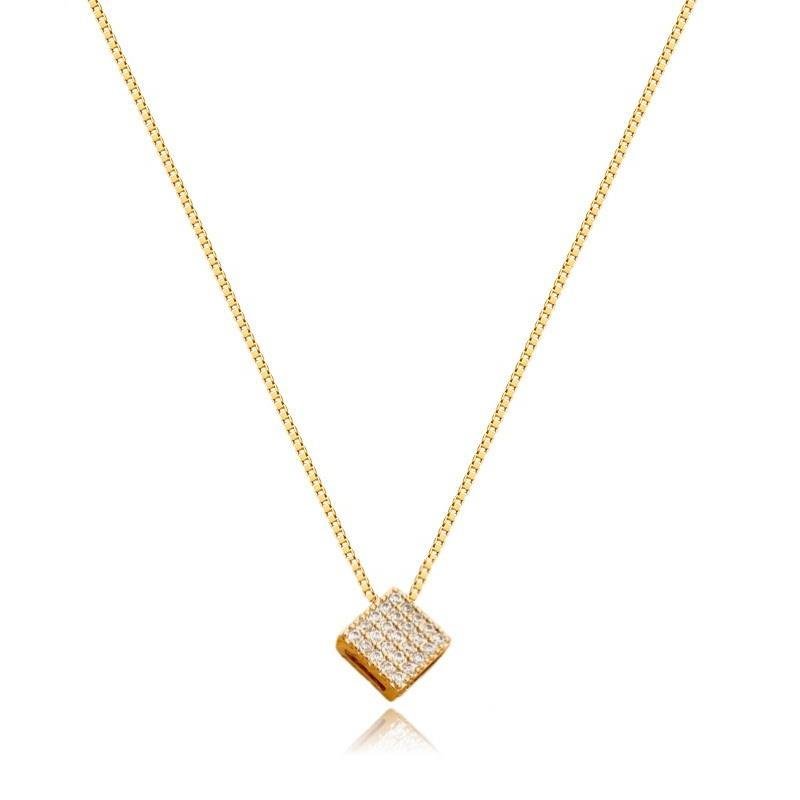 GARGANTILHA VENEZIANA LOSANGO CRAVEJADO - CRISTAL