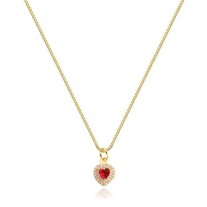 GARGANTILHA VENEZIANA CORAÇÃO CRAVEJADO - ROSA FÚCSIA