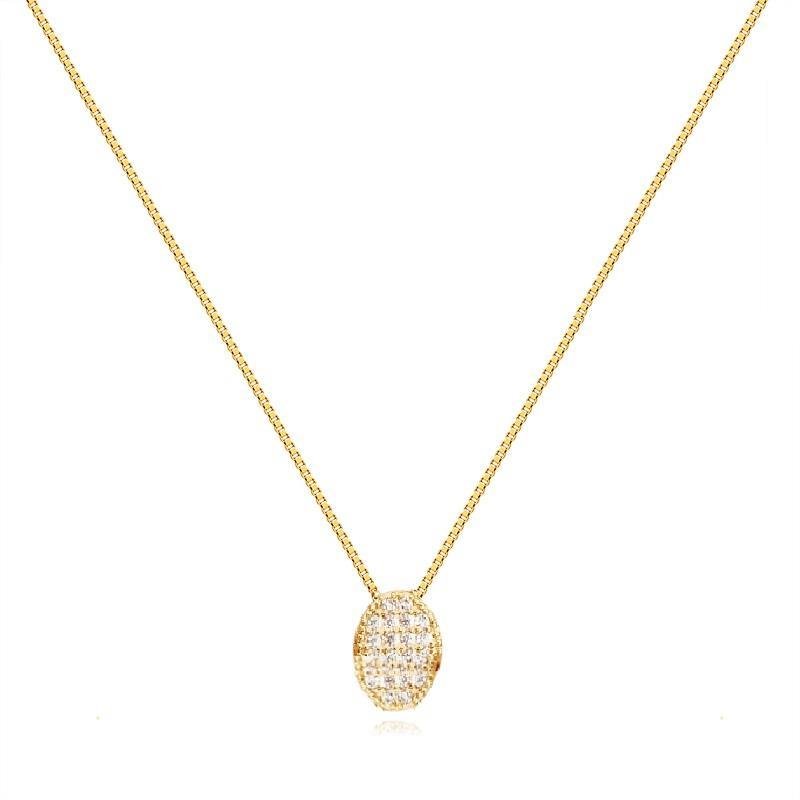 GARGANTILHA VENEZIANA OVAL CRAVEJADO - CRISTAL