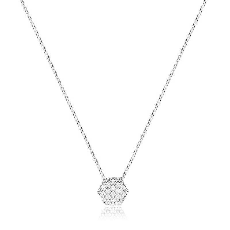 GARGANTILHA HEXAGONAL CRAVEJADO - CRISTAL