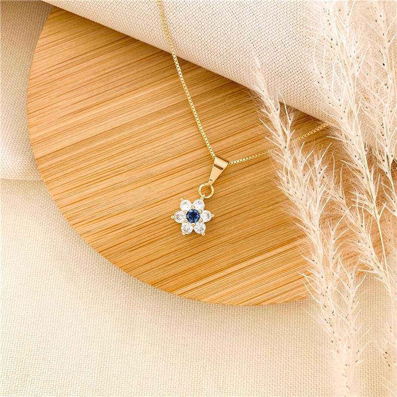 GARGANTILHA FLOR CRAVEJADO - AZUL