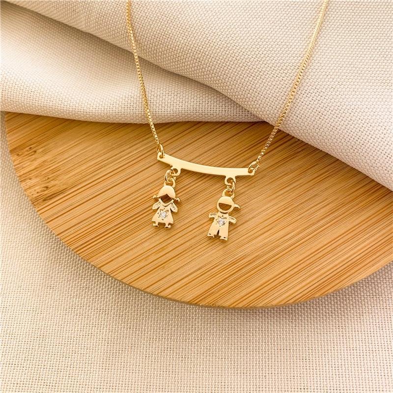 GARGANTILHA CANGA UMA MENINA E UM MENINO - CRISTAL