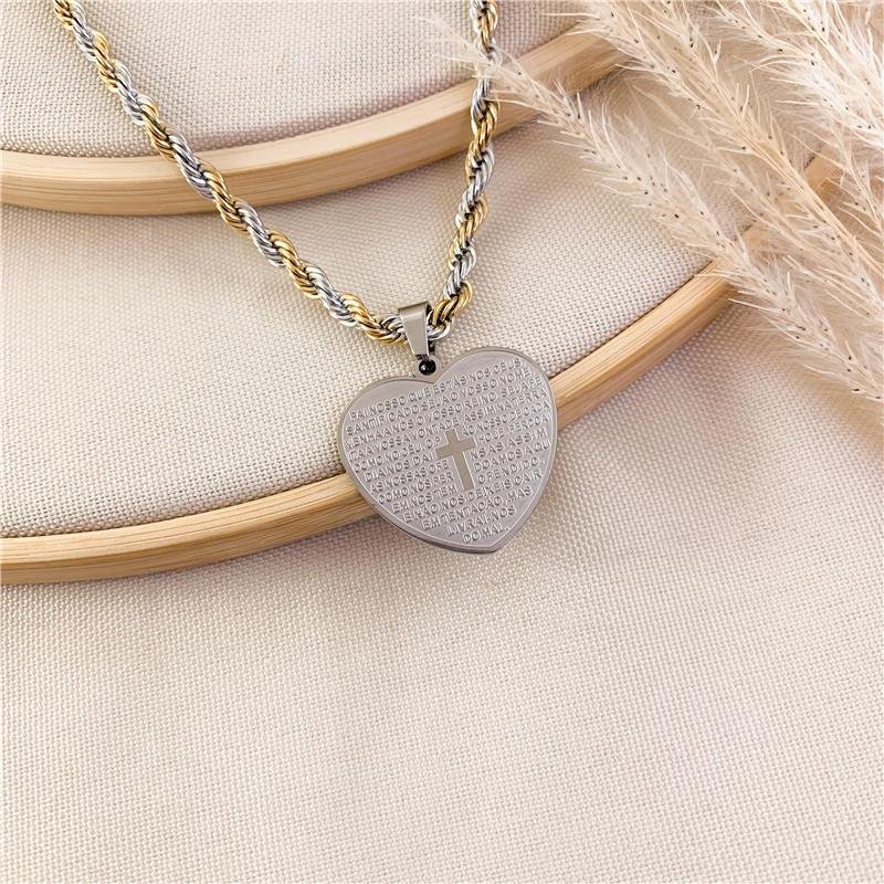 GARGANTILHA CORDÃO BAIANO BICOLOR CORAÇÃO PAI NOSSO