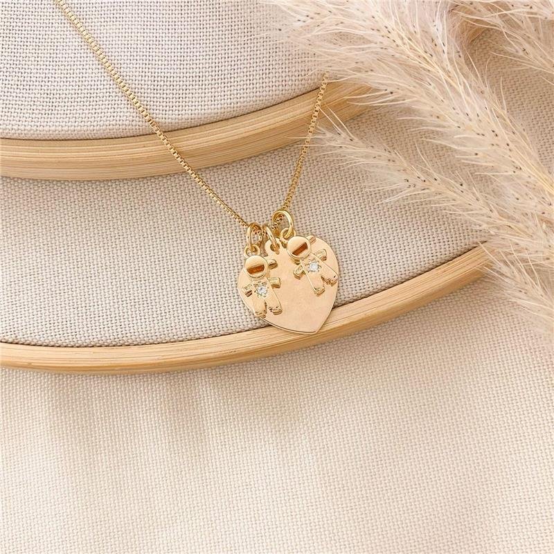 GARGANTILHA VENEZIANA CORAÇÃO DOIS MENINOS - CRISTAL