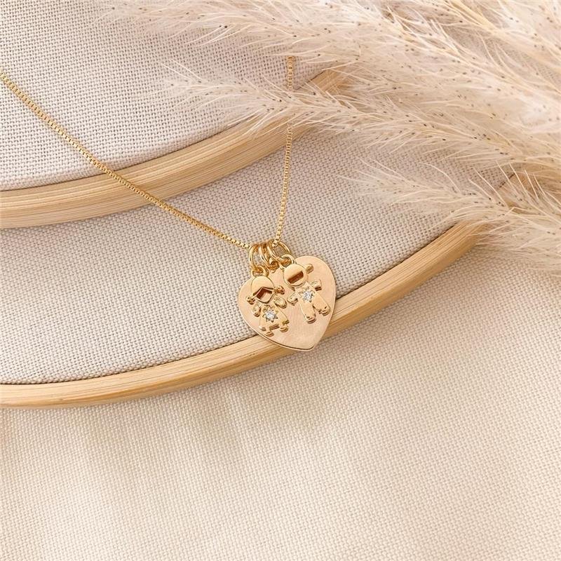 GARGANTILHA VENEZIANA CORAÇÃO UM MENINO E UMA MENINA - CRISTAL