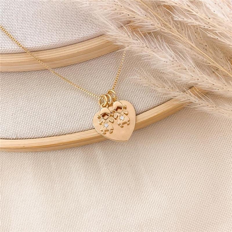 GARGANTILHA VENEZIANA CORAÇÃO DUAS MENINAS - CRISTAL