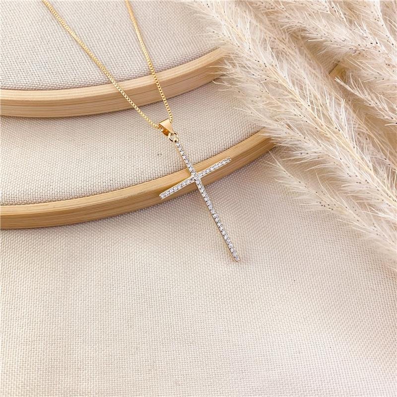 GARGANTILHA VENEZIANA CRUZ CRAVEJADO - CRISTAL