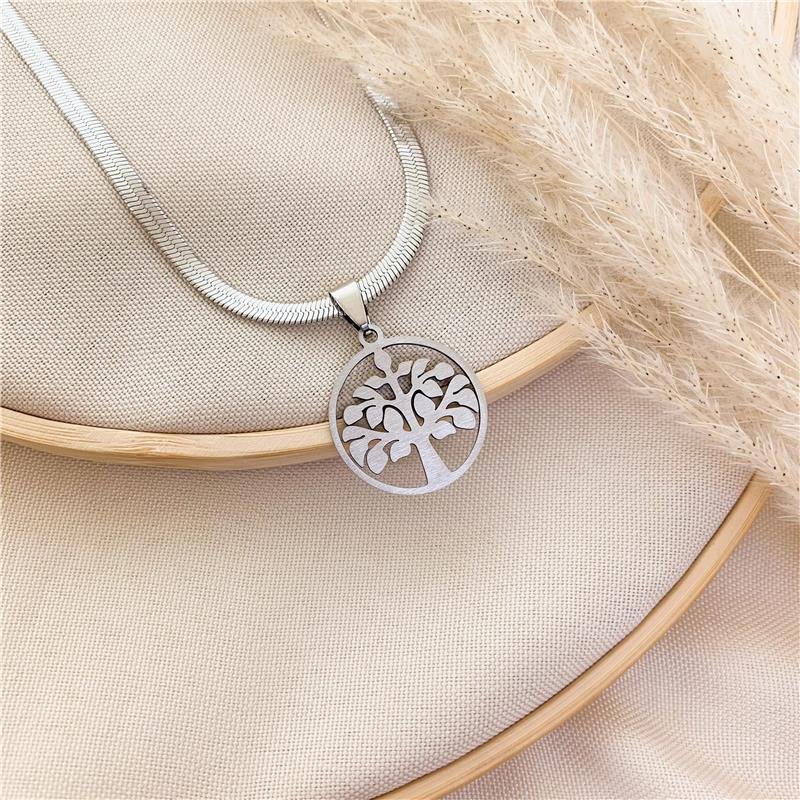 GARGANTILHA FITA PINGENTE MANDALA ÁRVORE DA VIDA/4MM