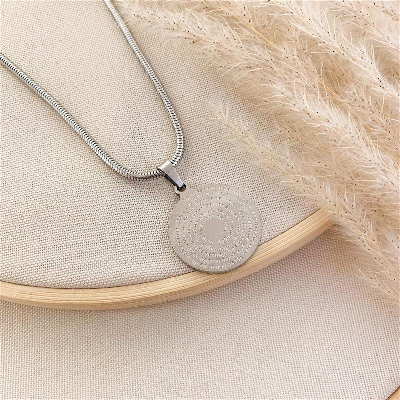 GARGANTILHA FIO RABO DE RATO MEDALHA PAI NOSSO-AÇO INOX