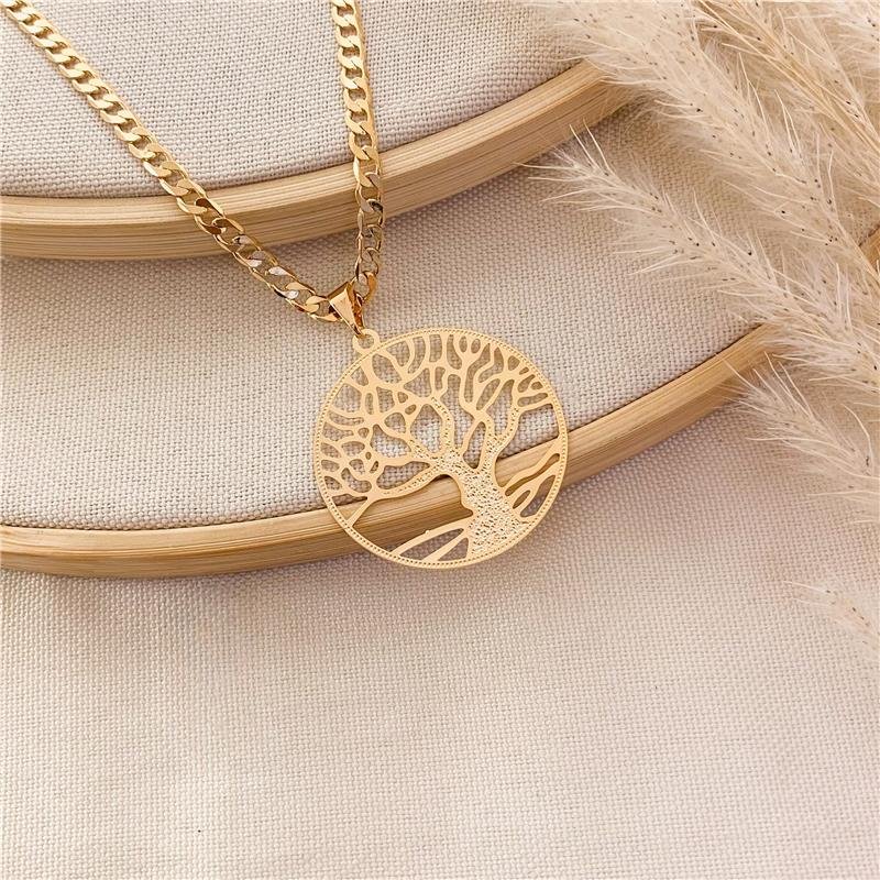 GARGANTILHA CORRENTE ELOS IGUAIS ÁRVORE DA VIDA/45CM