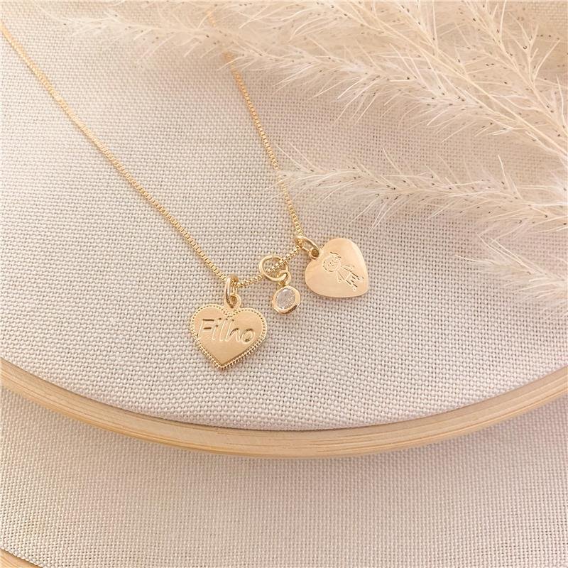 GARGANTILHA COM PINGENTE FILHO/UM MENINO - CRISTAL