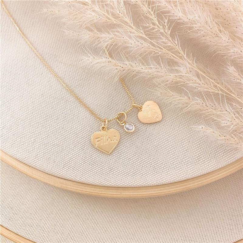 GARGANTILHA COM PINGENTE FILHA/UMA MENINA - CRISTAL