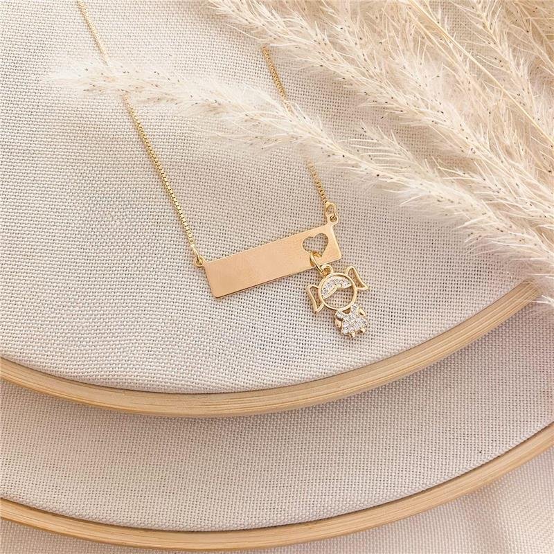 GARGANTILHA CANGA COM PINGENTE UMA MENINA - CRISTAL