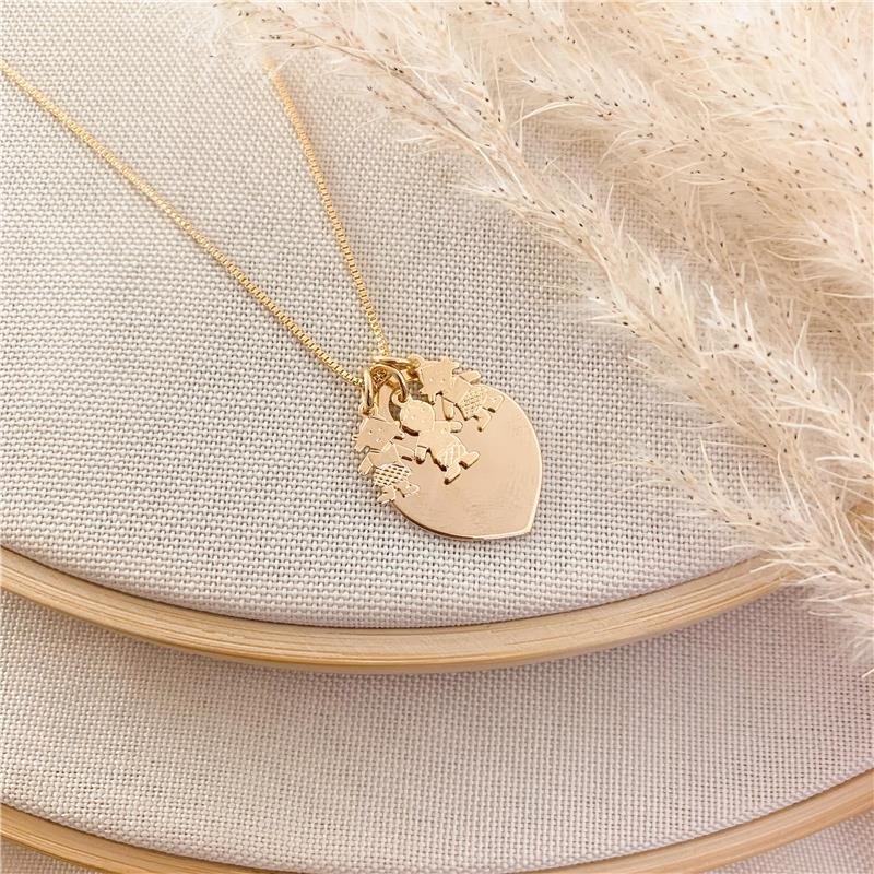 GARGANTILHA CORAÇÃO DUAS MENINAS E UM MENINO