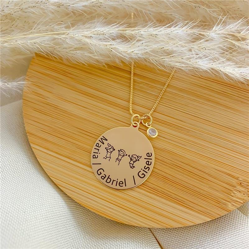 GARGANTILHA PERSONALIZADA REDONDA TRÊS FILHOS