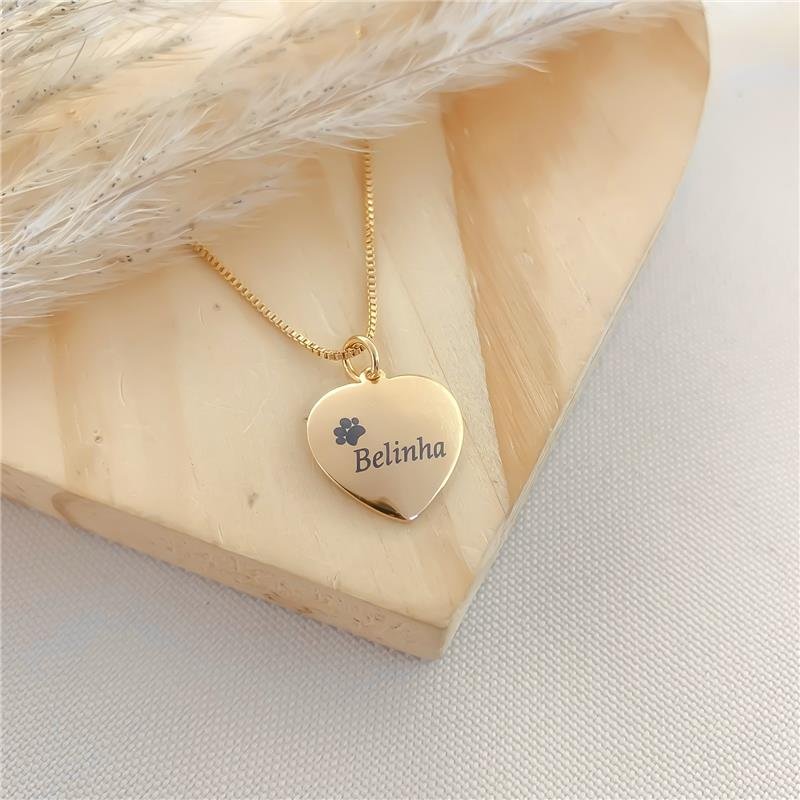 GARGANTILHA PERSONALIZADA CORAÇÃO CACHORRO