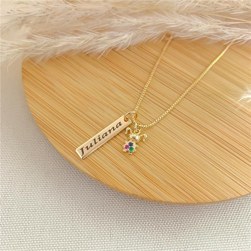 GARGANTILHA PERSONALIZADA PLACA NOME UM FILHO