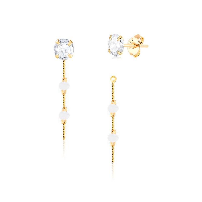 MIX BRINCO EAR JACKET E GARGANTILHA GRAVATINHA COM PEDRINHAS