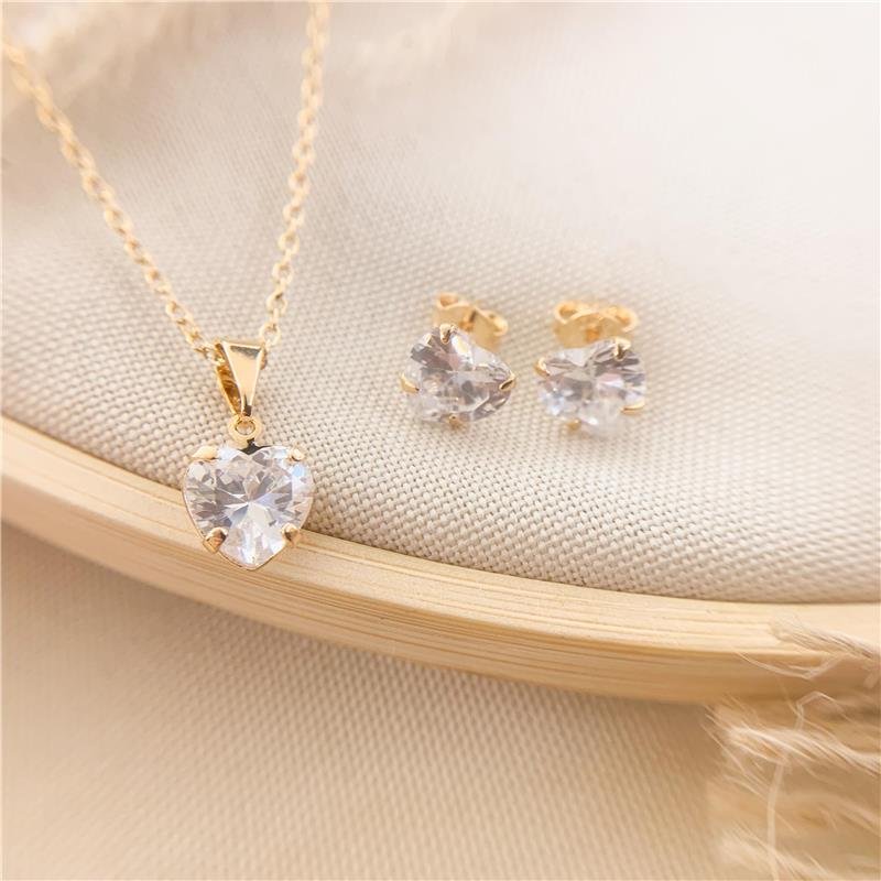 CONJUNTO ADULTO SOLITÁRIO CORAÇÃO - CRISTAL