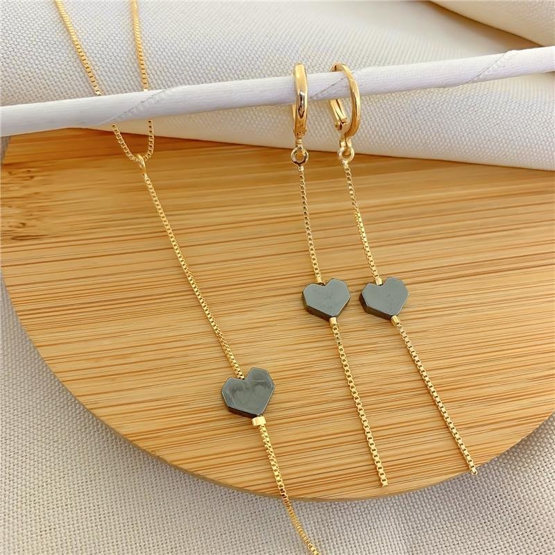 CONJUNTO GRAVATINHA CORAÇÃO HEMATITA