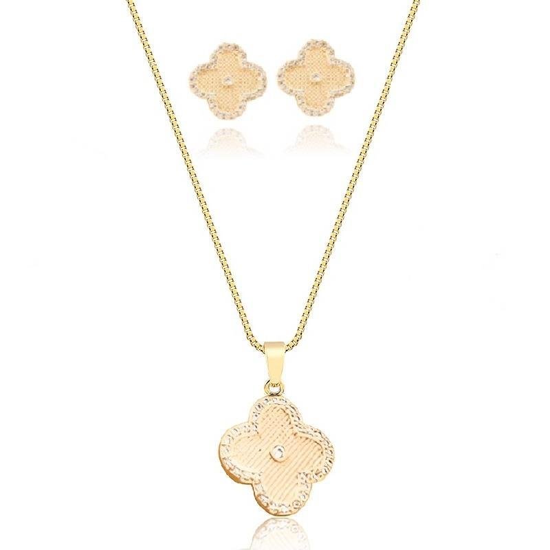 CONJUNTO ADULTO TREVO CRAVEJADO - CRISTAL