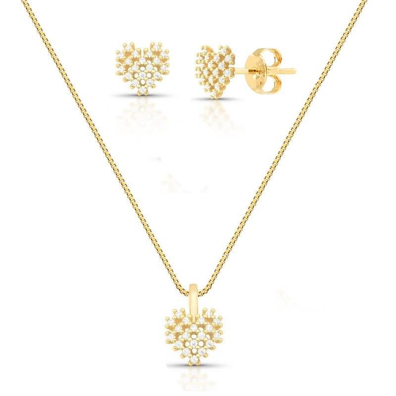 CONJUNTO ADULTO CORAÇÃO CRAVEJADO - CRISTAL