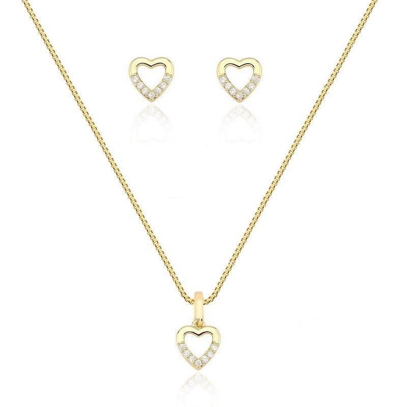 CONJUNTO ADULTO CORAÇÃO CRAVEJADO - CRISTAL