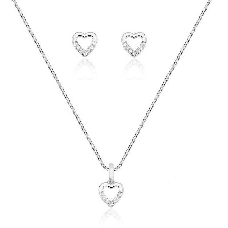 CONJUNTO ADULTO CORAÇÃO CRAVEJADO - CRISTAL