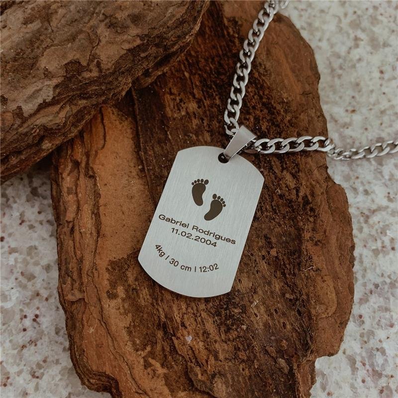 CORRENTE PERSONALIZADO NASCIMENTO EM AÇO INOX