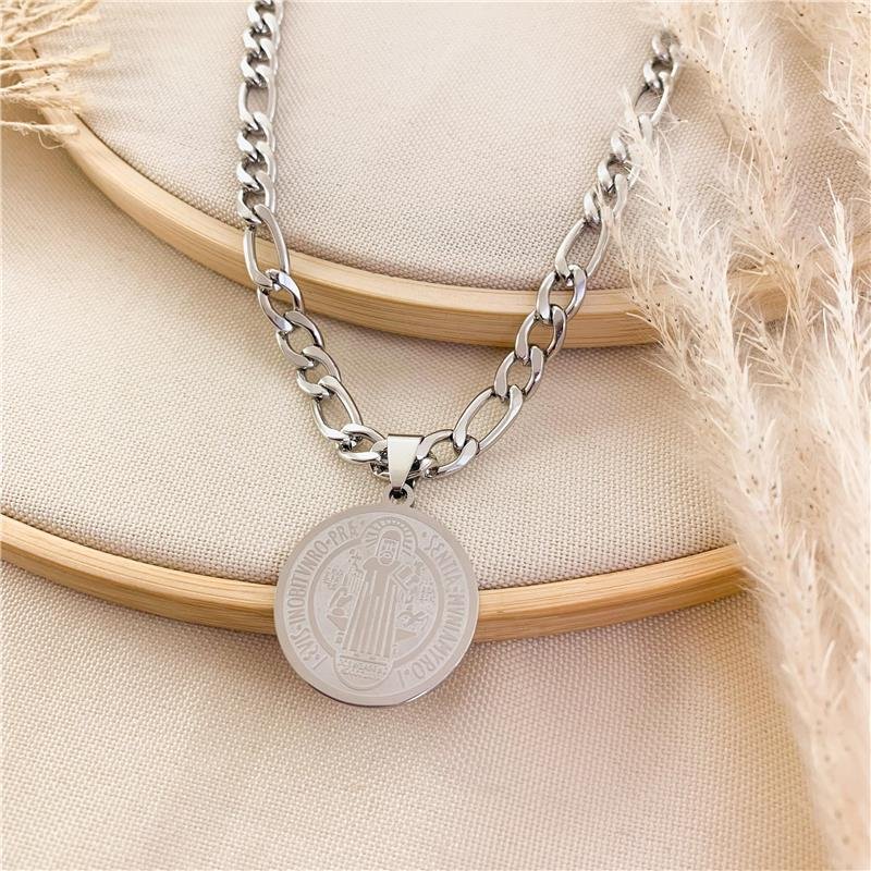 CORRENTE ELOS GROUMET 3*1 MEDALHA SÃO BENTO/60CM