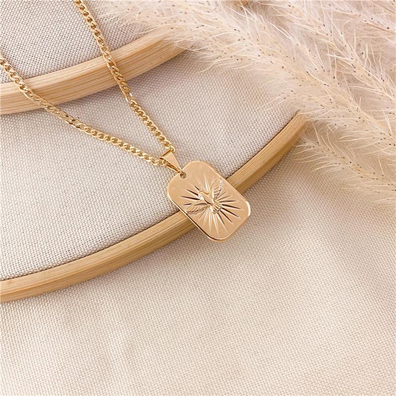 CORRENTE ELOS IGUAIS COM PINGENTE ESPÍRITO SANTO/2MM-60CM