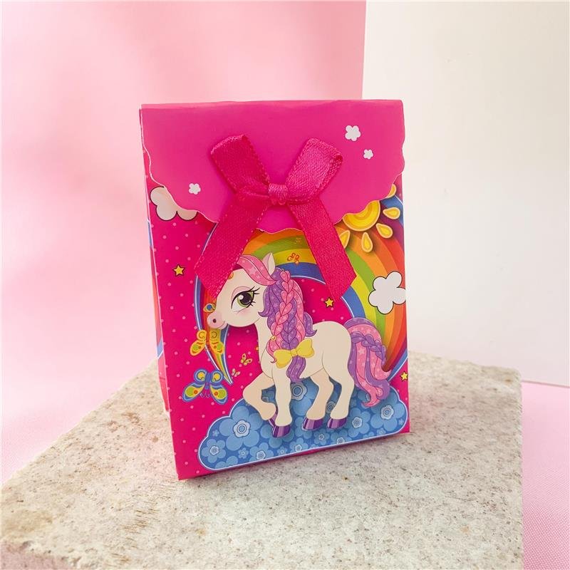 BOLSINHA DE PAPEL UNICÓRNIO ROSA/PACOTE COM 4 UNIDADES