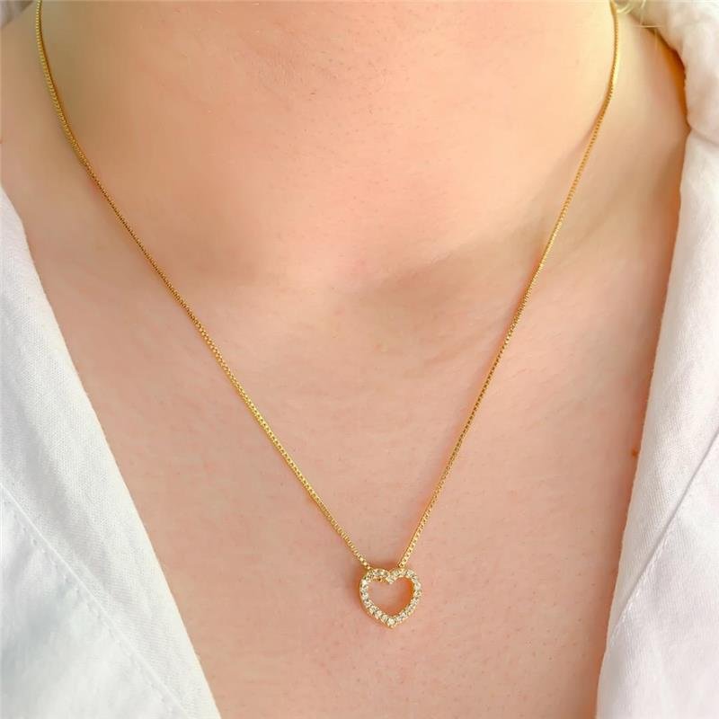 GARGANTILHA CORAÇÃO ZIRCÔNIA CRAVEJADA