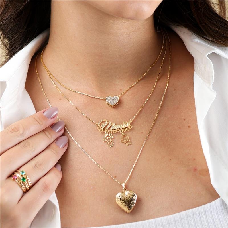 GARGANTILHA MAMÃE UMA MENINA E UM MENINO