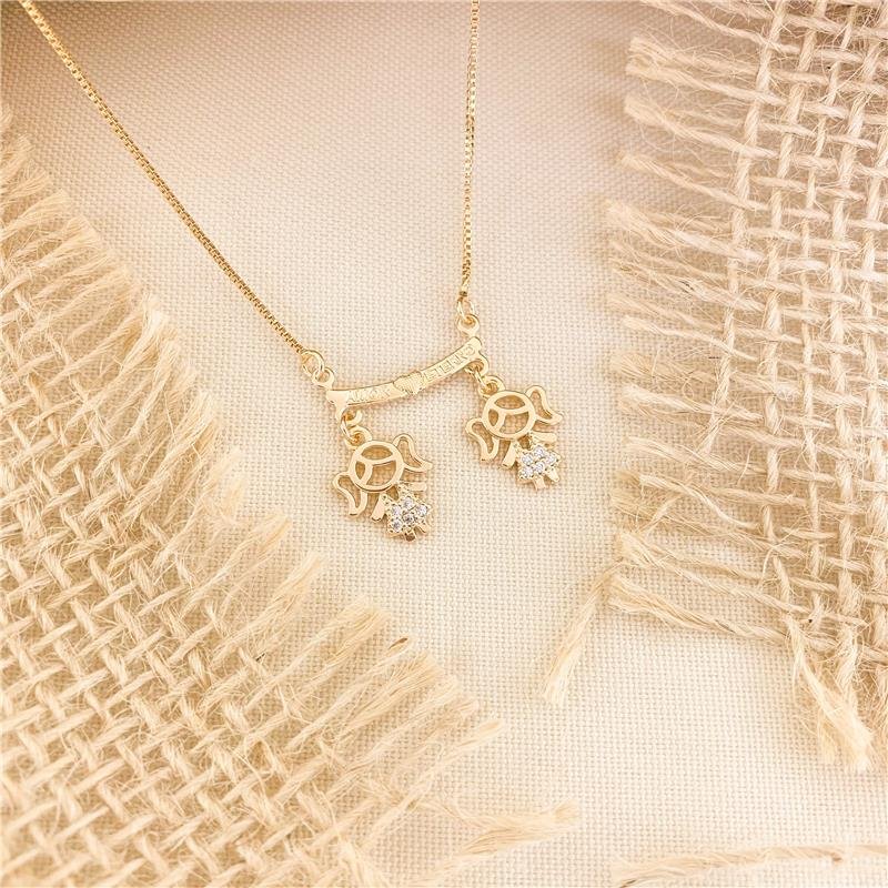 GARGANTILHA CANGA DUAS MENINAS CRAVEJADA